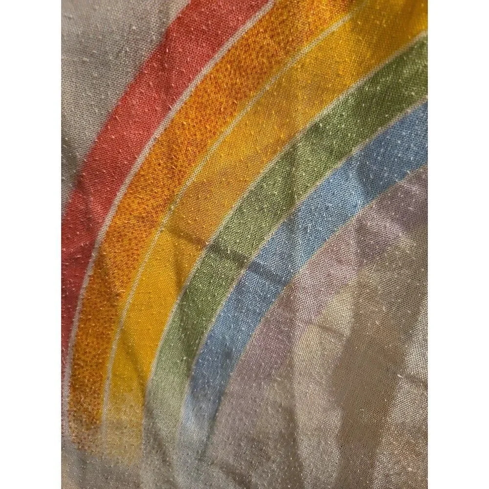 Vintage RN 64155 1 Full Bed Rainbow Cloud Flat Sheet 77 x 97